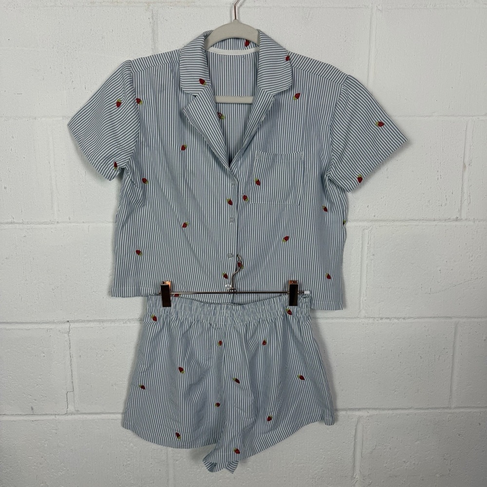 Better Together Dreamy Nights Pajama Set Shorts Striped Strawberries Whimsy SZ S